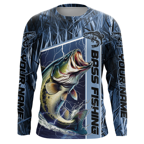 Custom Multi-Color Camo Bass Long Sleeve Tournament Fishing Shirts, Personalized Bass Fishing Jerseys IPHW5826