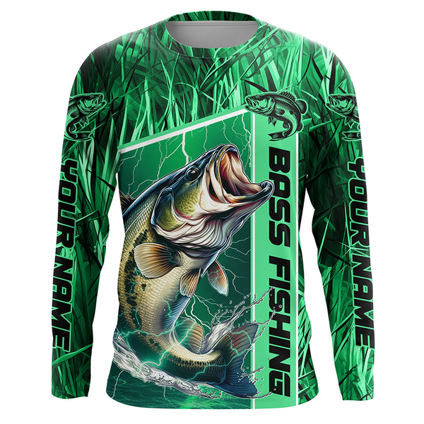 Custom Multi-Color Camo Bass Long Sleeve Tournament Fishing Shirts, Personalized Bass Fishing Jerseys IPHW5826