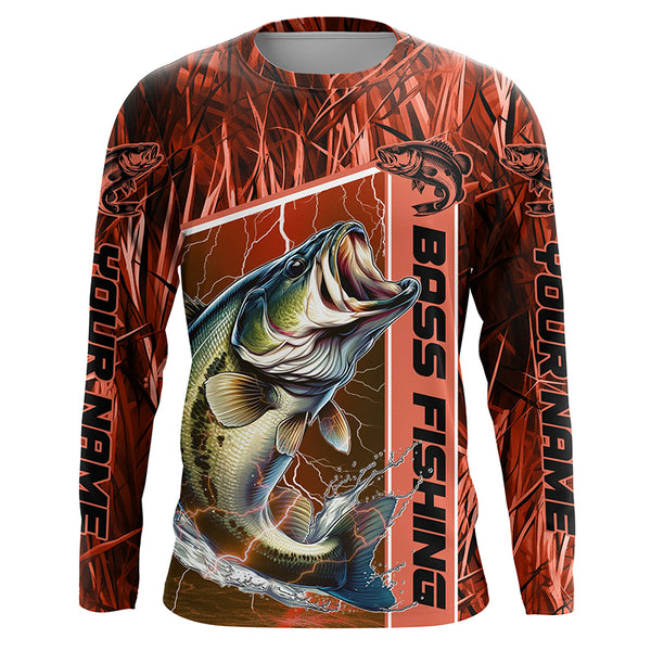 Custom Multi-Color Camo Bass Long Sleeve Tournament Fishing Shirts, Personalized Bass Fishing Jerseys IPHW5826
