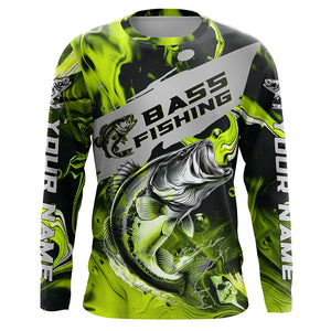 Personalized Multi-Color Bass Fishing Jerseys, Bass Long Sleeve Tournament Fishing Shirts for Men, Women, Kids IPHW5833 Green