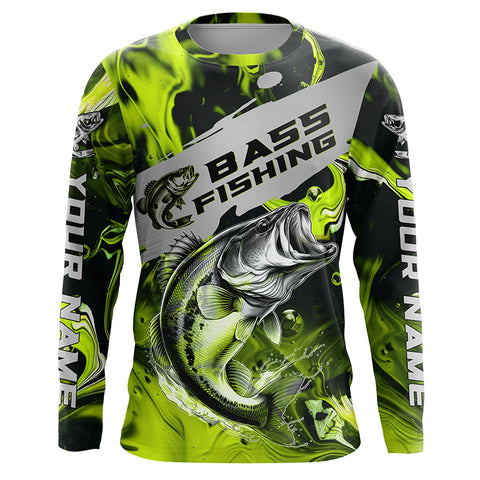 Personalized Multi-Color Bass Fishing Jerseys, Bass Long Sleeve Tournament Fishing Shirts For Men, Women, Kids IPHW5833