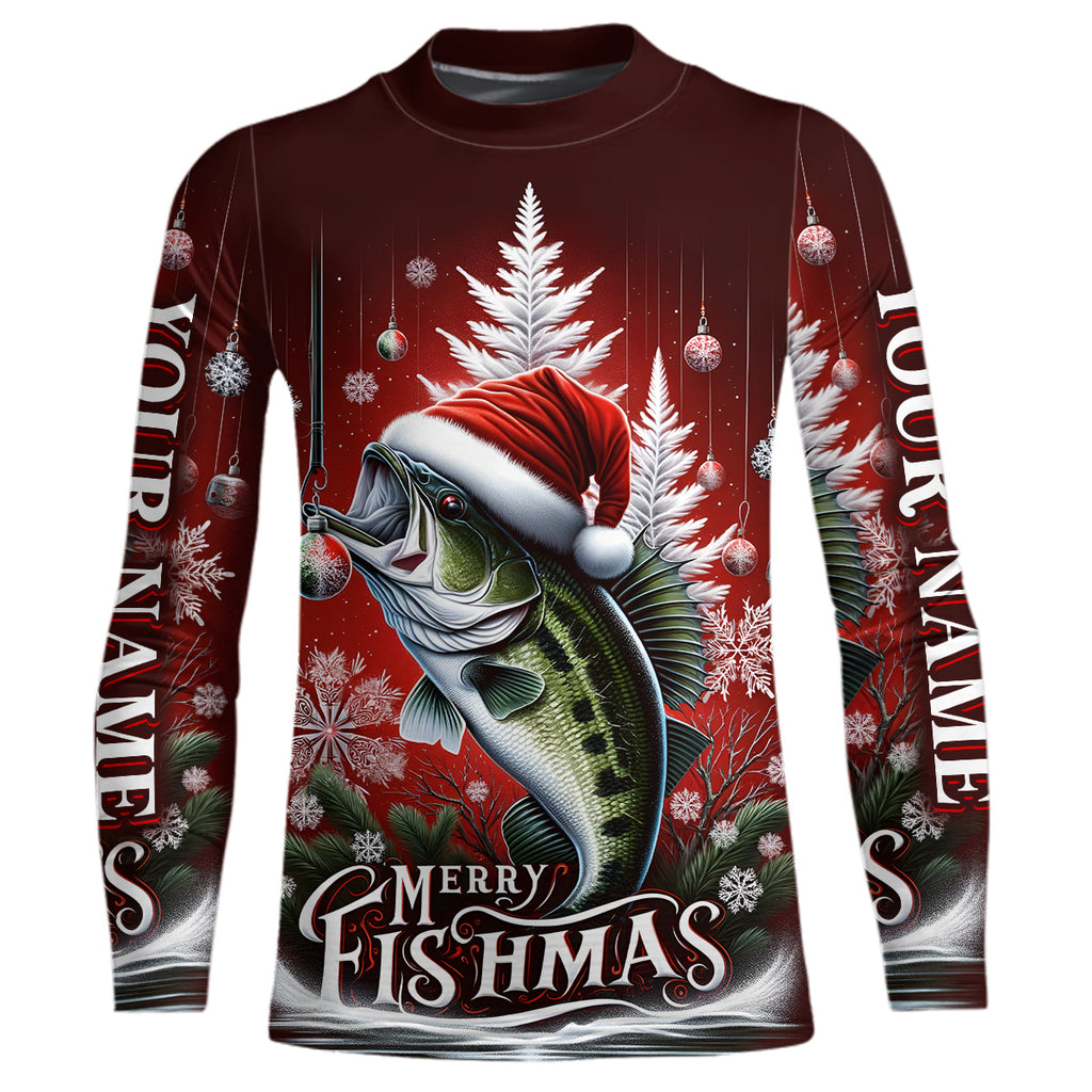 Personalized Bass Christmas Fishing Shirts Merry Fishmas Fishing Gifts for Men, Women and Kids IPHW5551, Sweatshirt / M