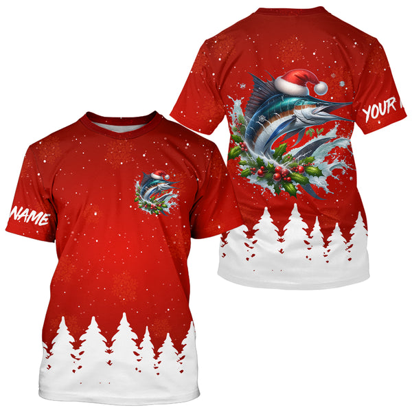 Sailfish Fishing Custom Christmas Fishing Shirts, Xmas Fishing Gifts For Men, Women And Kids IPHW5575