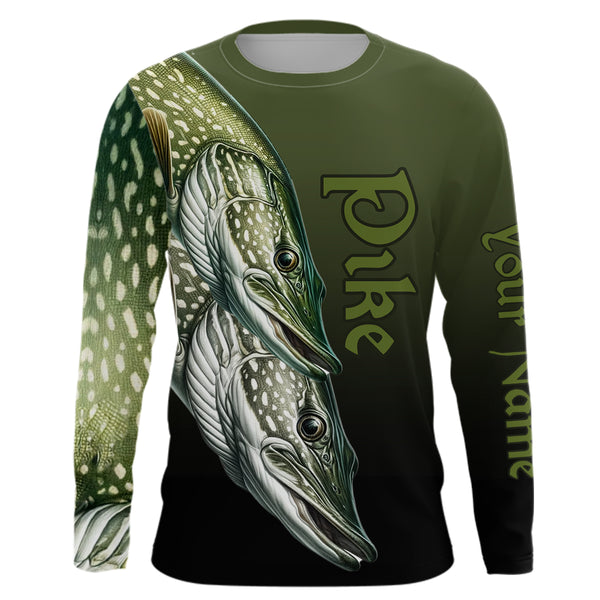 Pike Fishing Custom Long Sleeve Performance Fishing Shirts, Pike Fishing Jerseys  IPHW5606