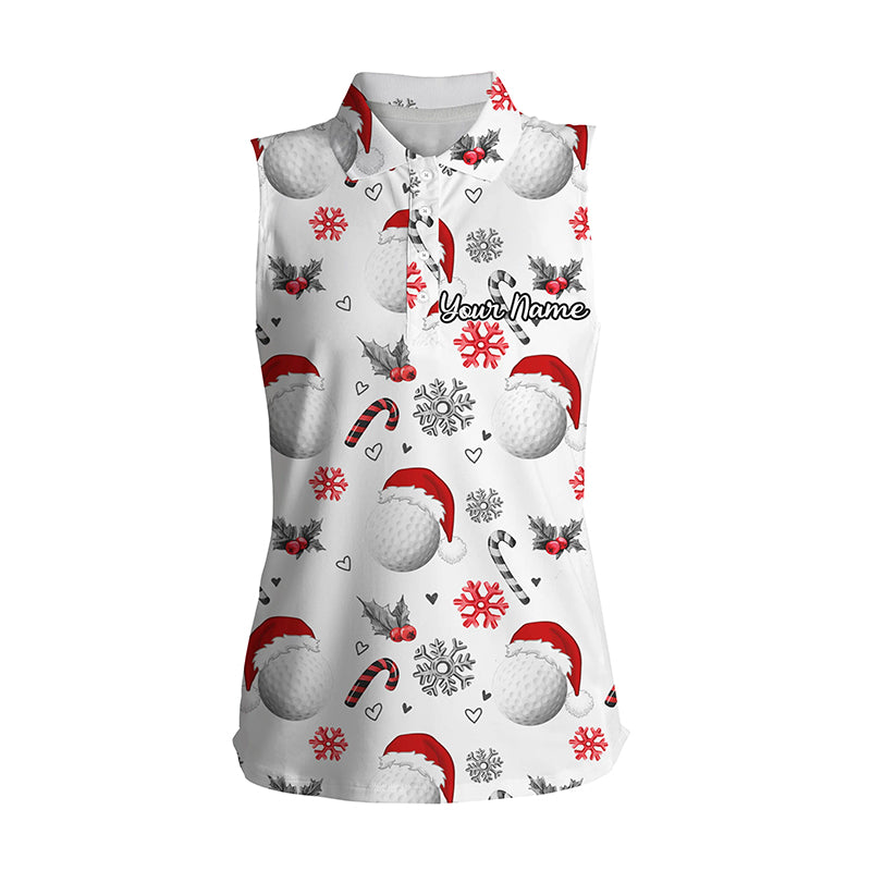 Christmas golf ball pattern shirts custom Womens christmas sleeveless golf shirt, golf tops for ladies NQS6820