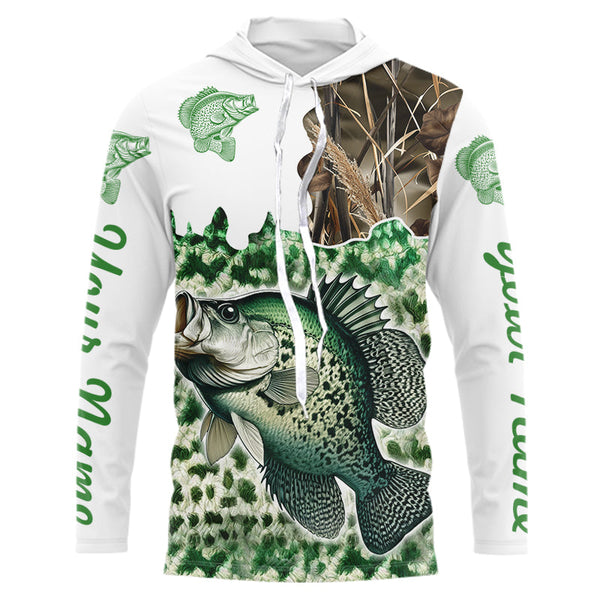 Personalized Crappie Fishing jerseys green scales camo Long Sleeve Fishing sun protection shirts NQS3724