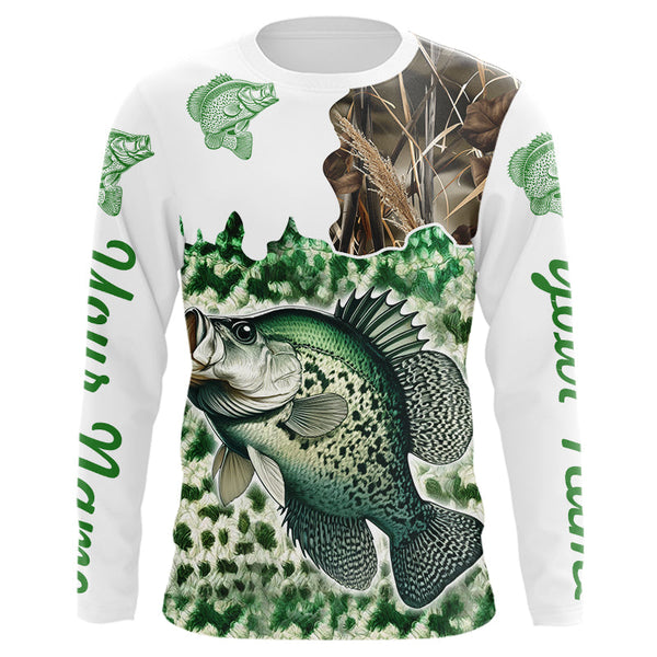 Personalized Crappie Fishing jerseys green scales camo Long Sleeve Fishing sun protection shirts NQS3724