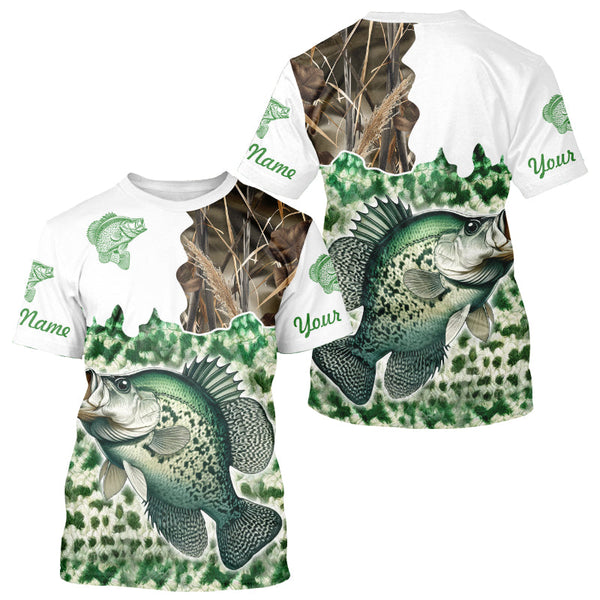 Personalized Crappie Fishing jerseys green scales camo Long Sleeve Fishing sun protection shirts NQS3724