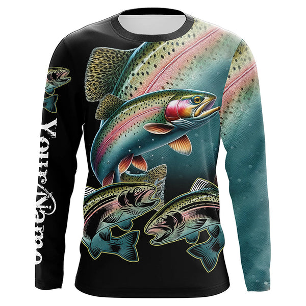 Rainbow Trout Fishing Customize Name UV protection long sleeves fishing shirt, gifts for fishing lover NQS1790