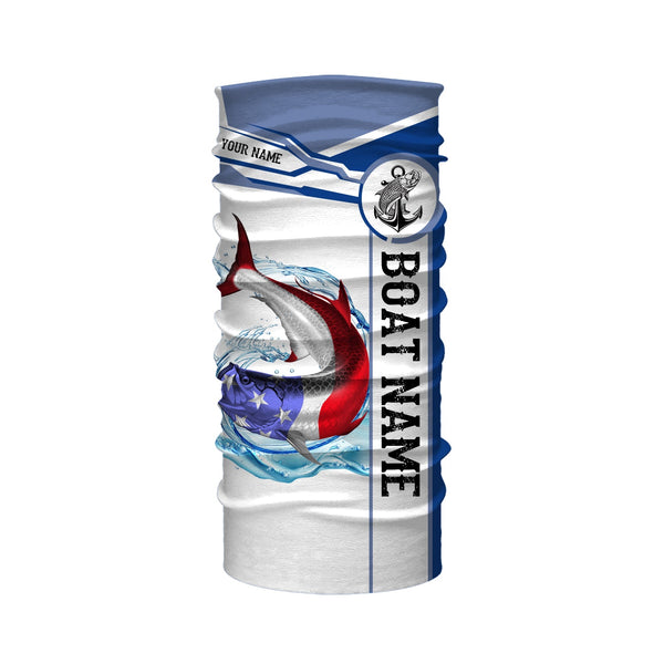 Tarpon Fishing American Flag Custom name and boat name performance Fishing Shirts, Patriotic Fishing gifts NQS2363