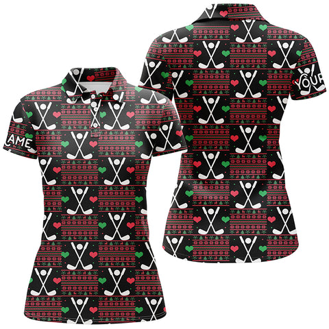 Women golf polo shirts custom Christmas pattern shirts for ladies, personalized Christmas golf gifts NQS6603