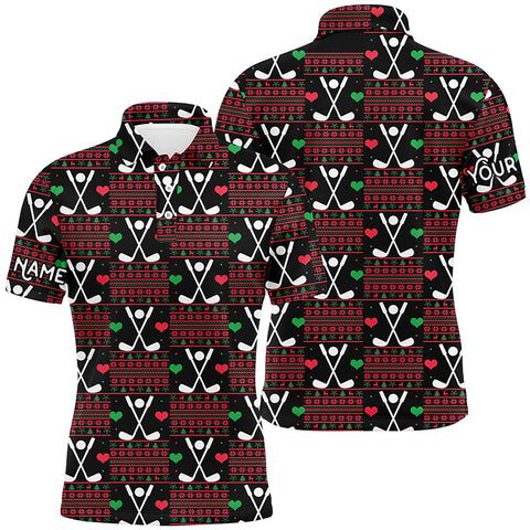 Mens golf polo shirts custom Christmas pattern shirts for mens, personalized Christmas golf gifts NQS6603