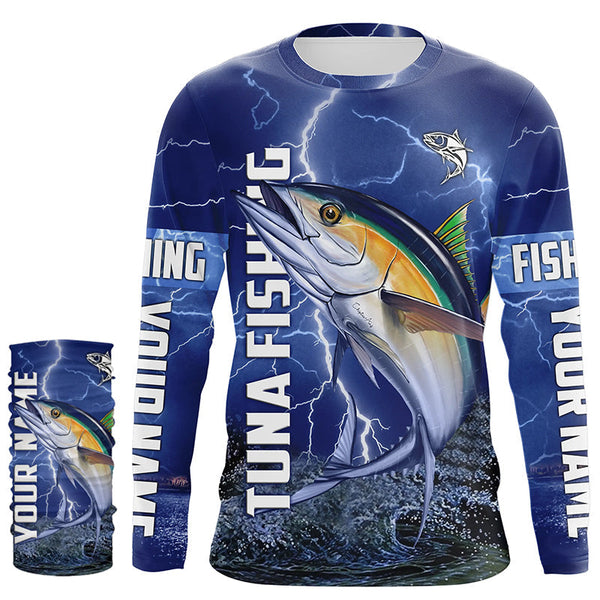 Tuna Fishing blue lightning jerseys custom performance Long Sleeve tournament fishing shirts NQS6413