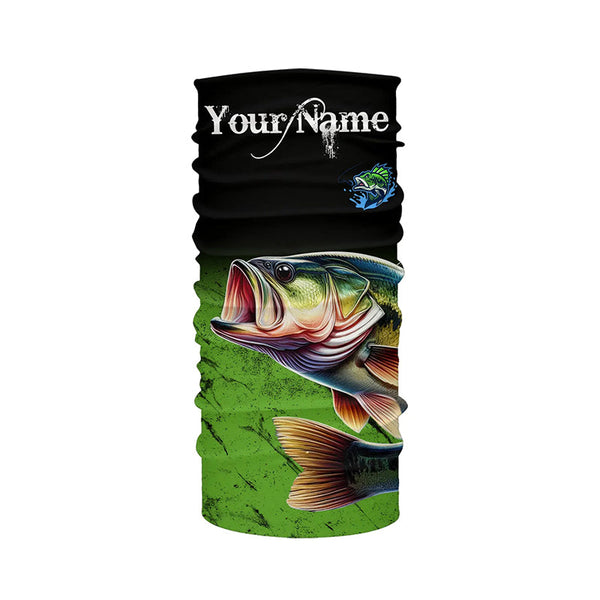 Largemouth Bass Fishing Custom green black long sleeve performance Fishing Shirt, Bass fishing jerseys NQS5041