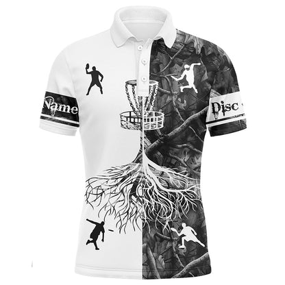Mens disc golf polo shirts gray camo custom name disc golf team shirt, disc golf gifts NQS6897