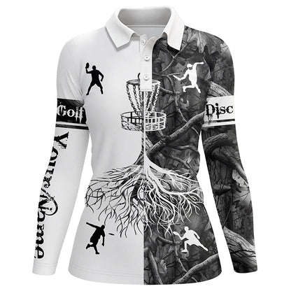 Women disc golf polo shirts gray camo custom name disc golf team shirt, disc golf gifts NQS6897