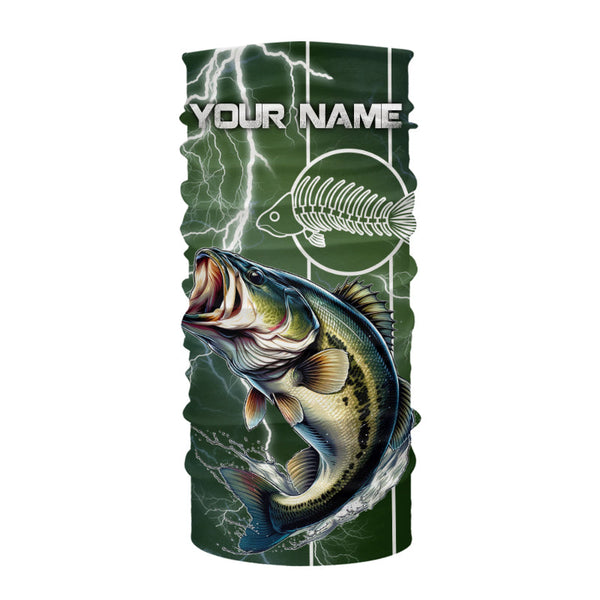 Largemouth Bass Fishing Custom Long sleeve Fishing Shirts, Bass green lightning reaper Fishing jerseys NQS4015