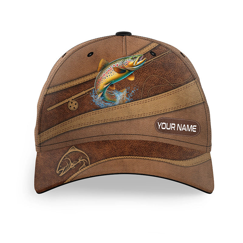 Brown trout fishing hats for men, women custom name baseball best trout fisherman fishing hats NQS5618