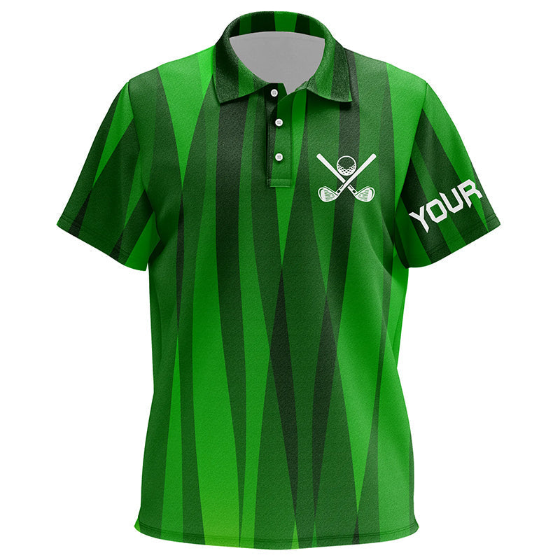 Green stripes pattern custom name Kid golf polos shirts, kid's golf attire NQS7136