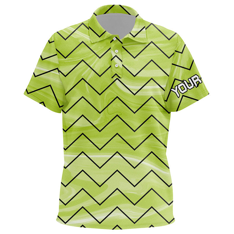 Kid golf polos shirts custom name green stripes pattern, gifts for the golfer NQS7137