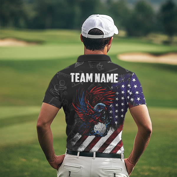 Retro American Flag Eagle Golf Polo Shirt for Men Custom Patriotic Golf Team Jersey best golf gifts NQS9633