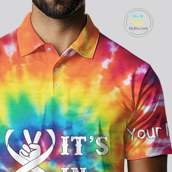 Mens golf polo shirts colorful tie dye pattern custom It's in my DNA peace love golf top for mens NQS10391