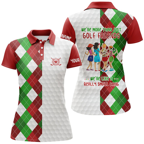 Christmas plaid pattern Women golf polo shirt custom were more than golf friends we're like small gang NQS6797