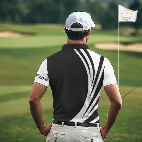 Mens polo golf shirts custom name black and white golf shirt, team golf shirts mens NQS9844