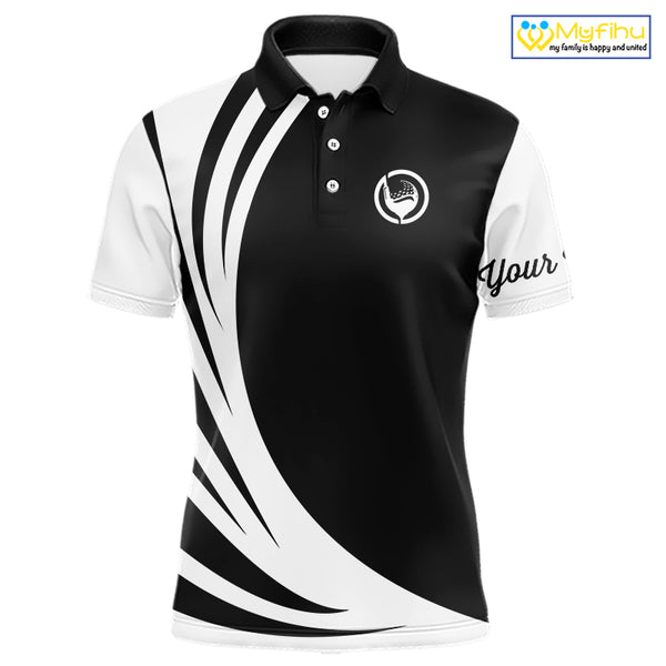 Mens polo golf shirts custom name black and white golf shirt, team golf shirts mens NQS9844