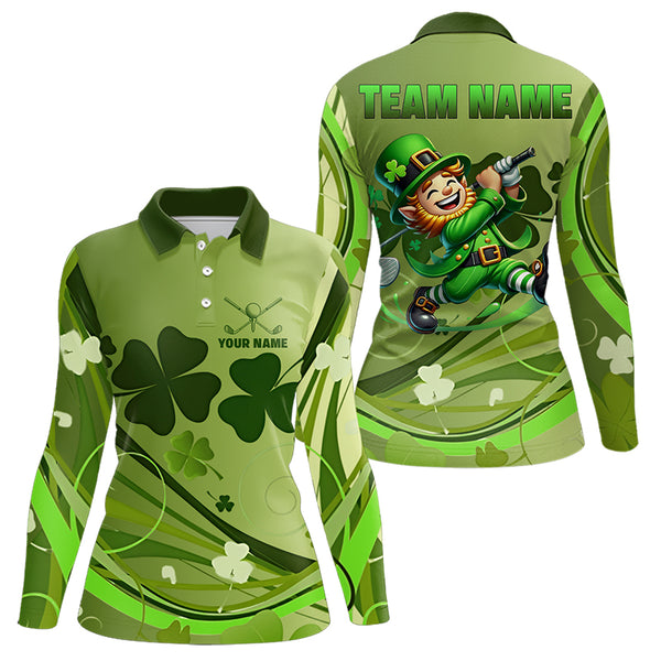 Green shamrock Lucky Golf Polo Shirts For Women Custom St Patrick Day Team Golf Shirts NQS9470