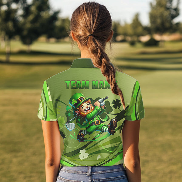 Green shamrock Lucky Golf Polo Shirts For Women Custom St Patrick Day Team Golf Shirts NQS9470