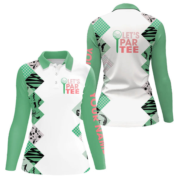 Green and White Women golf polo shirts custom Let's par tee golf tops for ladies golfing gifts jersey NQS9137