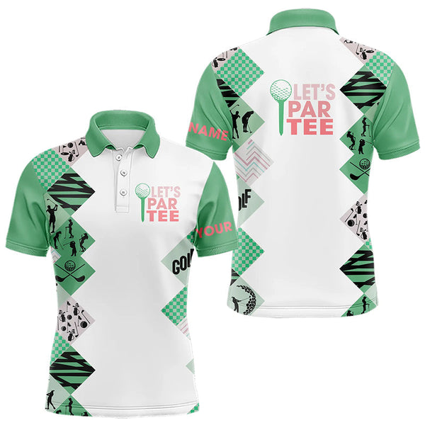 Green and White Mens Golf Polo Shirts custom Let's par tee golf tops for men golfing gifts NQS9137