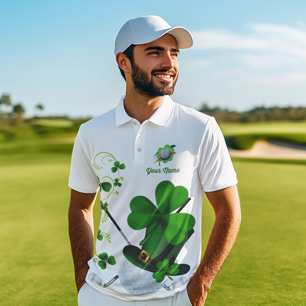 Green shamrock golf ball clubs Lucky Mens polo golf shirts Custom St Patrick Day team golf jerseys NQS9482