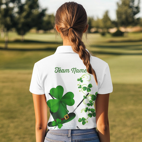Green shamrock golf ball clubs Lucky Women polo golf shirts Custom St Patrick Day team golf jerseys NQS9482