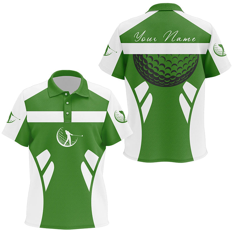 Green and white Kid golf polos shirts custom name cool golf gifts for Kid NQS7254