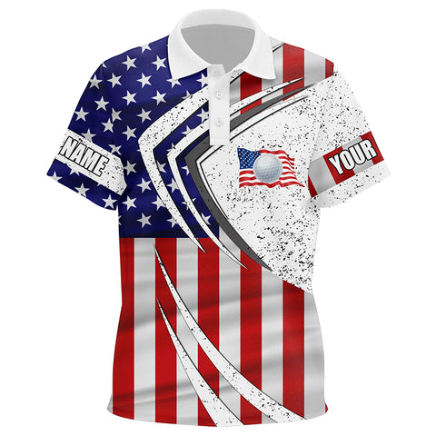 Kid golf polo shirts American flag custom team golf shirts, patriot golf tops for Kid NQS7256