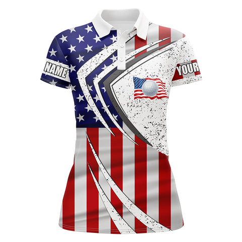 Women golf polo shirt American flag custom team golf shirts, patriot golf tops for women NQS7256