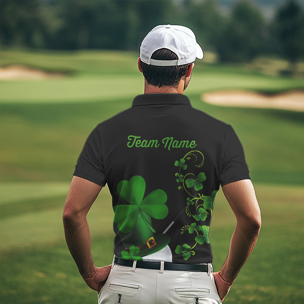 Green shamrock golf ball clubs Lucky Men polo golf shirts Custom St Patrick Day black team golf jersey NQS9644
