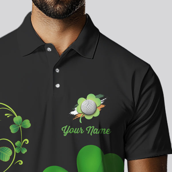 Green shamrock golf ball clubs Lucky Men polo golf shirts Custom St Patrick Day black team golf jersey NQS9644