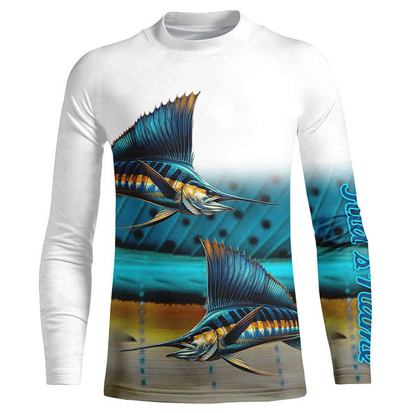 Sailfish Fishing scales Customize Name UV protection fishing Shirts, personalized fishing jerseys NQS269