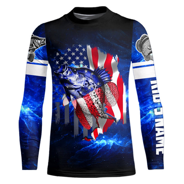 Crappie Fishing American Flag patriotic Custom Crappie Fishing shirts, personalized fishing gift NQS430