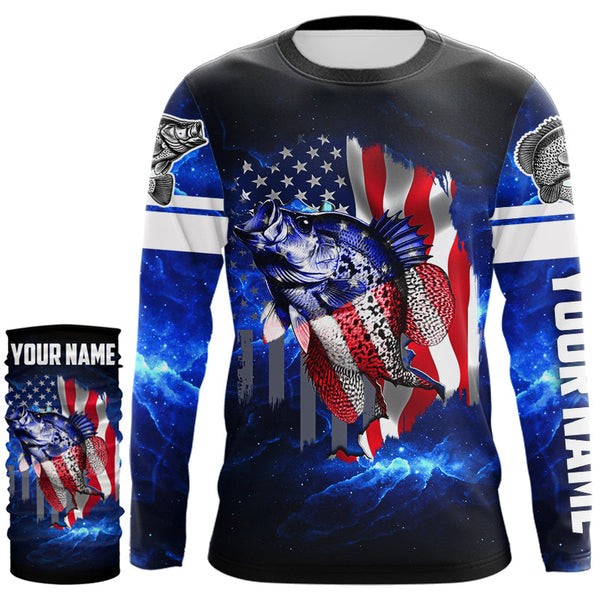Crappie Fishing American Flag patriotic Custom Crappie Fishing shirts, personalized fishing gift NQS430