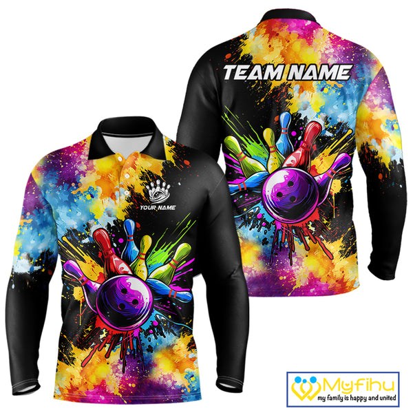 Colorful bowling jerseys Mens Bowling Polo, 1/4 Zip Shirt Custom Bowling Team shirts for bowlers NQS10241