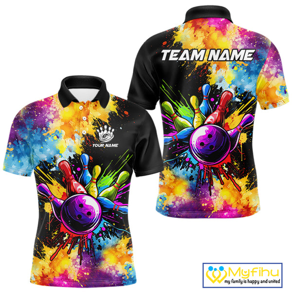 Colorful bowling jerseys Mens Bowling Polo, 1/4 Zip Shirt Custom Bowling Team shirts for bowlers NQS10241