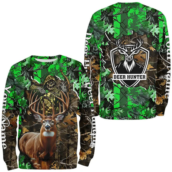 Deer Hunting big game green camo Grim Reaper Custom Name 3D All over print shirts gifts for Hunters NQS4292