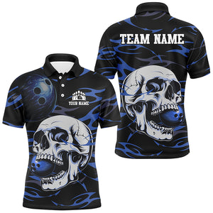 Black and Blue Skull Bowling Shirts For Men Custom Name and Team Name Bowling Jerseys Bowlers Outfit NQS8891