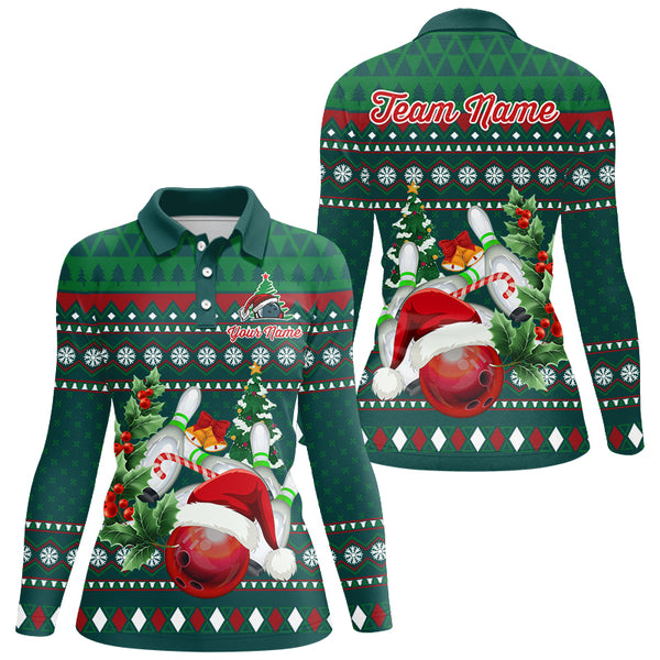 Funny ugly Christmas Green Women's Bowling Shirts Custom Team Bowling Jerseys Xmas Gift for bowlers NQS8894