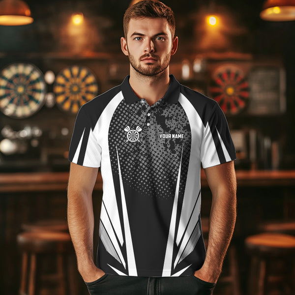 Personalized Black and White Darts Shirts For Men Custom Darts Team Jerseys NQS9489