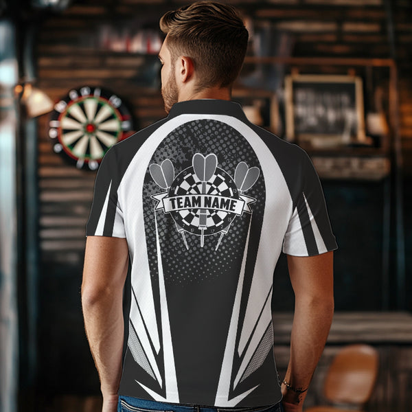 Personalized Black and White Darts Shirts For Men Custom Darts Team Jerseys NQS9489